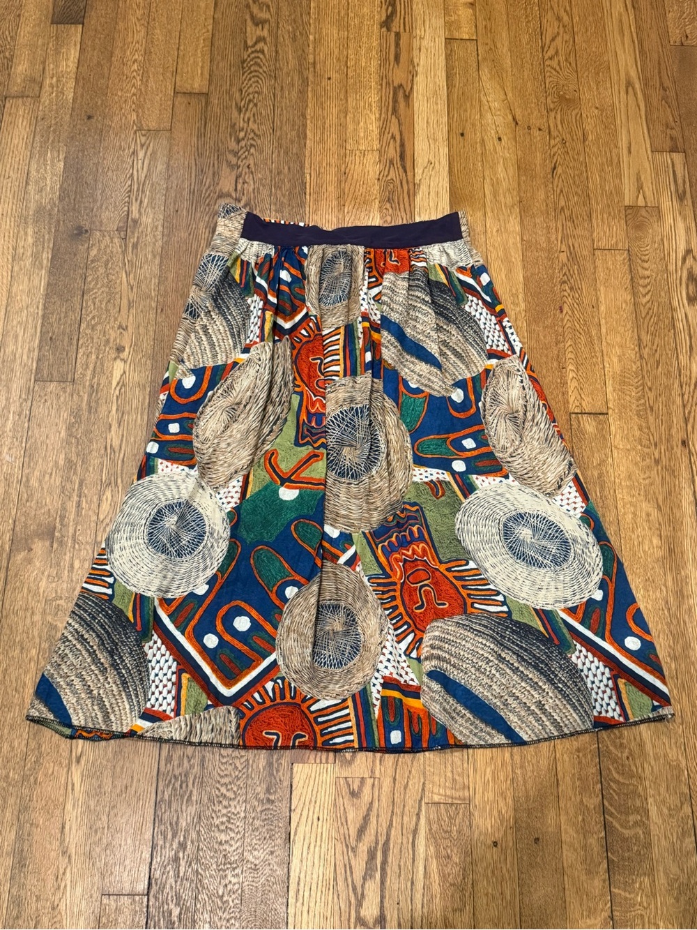 VINTAGE Marsha Brander for Componix Abstract African Wax Print Maxi Skirt 10
